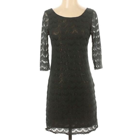 Free People Embossed Lace Scallop Overlay Small Dress - Picture 2 of 6